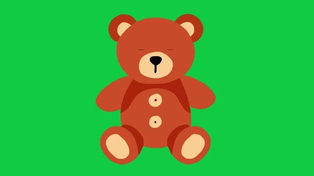 2D Animated Teddy Bear with Cute Sitting Pose for Kids Content
