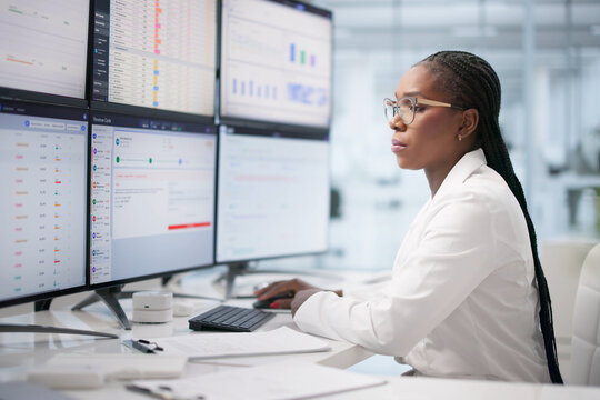 African American Woman Using Healthcare Software