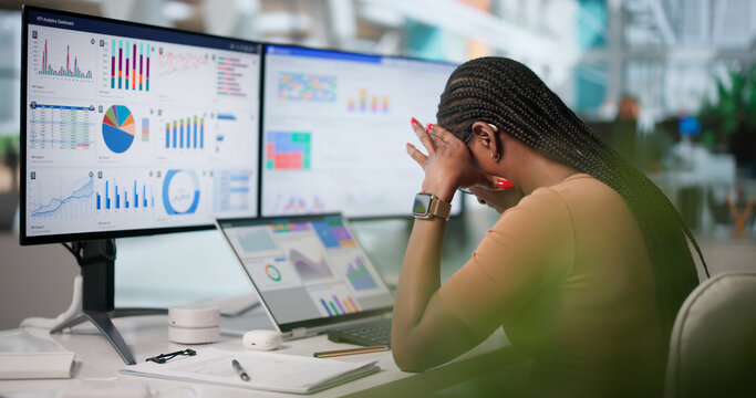 Stressed Black Woman Looks Overwhelmed