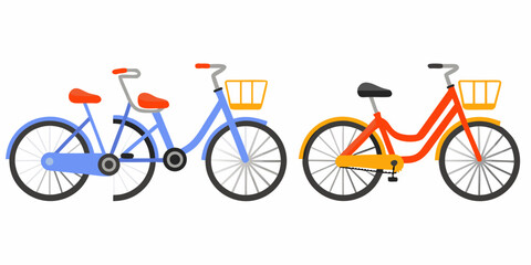 Fototapeta premium Four Flat Design Bicycles On A White Background