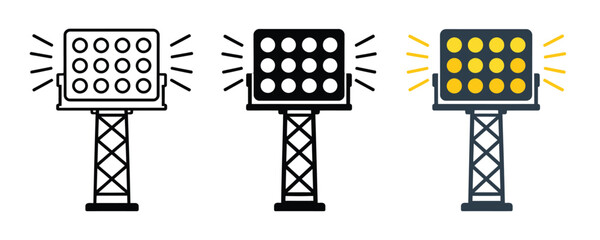 Stadium Light Outline Icon Vector, Sports Floodlight Tower, Arena Lighting Equipment, Minimal Line SVG Illustration © LiponFX