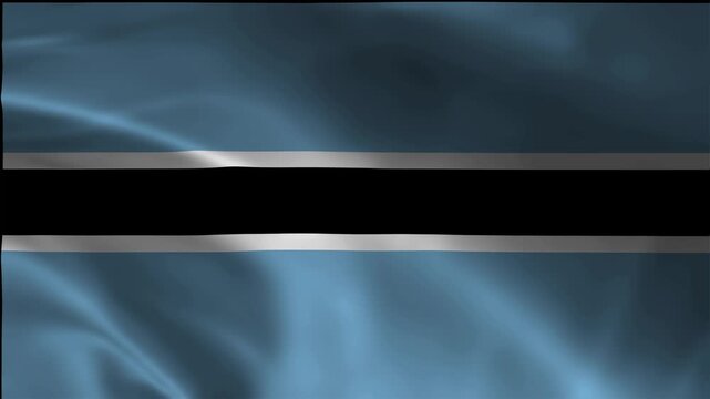 National Botswana Banner Footage Animation Loopable Flow Emblem Patriotism Breeze Silk Satin Backdrop Motion Fluttering Flag