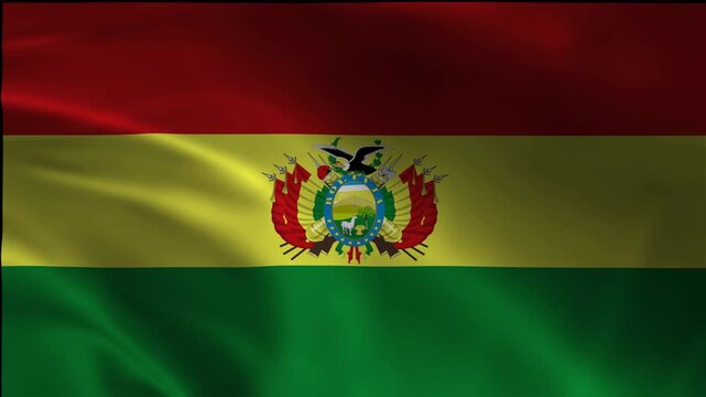 Waving Bolivia, Plurinational State Of Flag Loop Motion Animation Footage National Symbol Banner Patriotic Wind Fabric Background Movement Textile