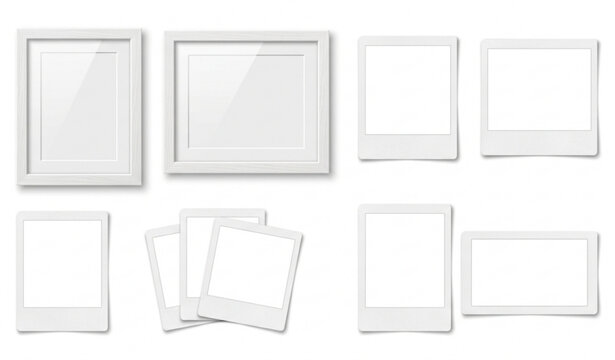 Empty White Photo Frame Mockup Vector Set