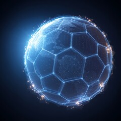 Naklejka premium Abstract glowing digital football Earth with global network connections