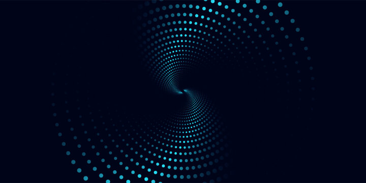 Abstract background of dots.  Design of circles in a spiral, hypnosis. The pattern of a cosmic funnel, a maze. Glowing neon stars. Poster for social networks, medicine, websites, business