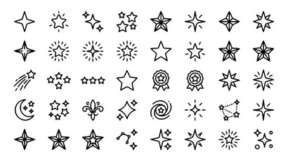 Fototapeta premium Star Line Icon Set Editable Stroke Vector