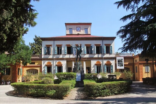 Historic Villa Tosi Bellucci facade, the municipal town hall of Vignola, Modena, Italy