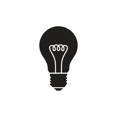 Simple black light bulb icon illustration with innovation creativity thinking © saharima