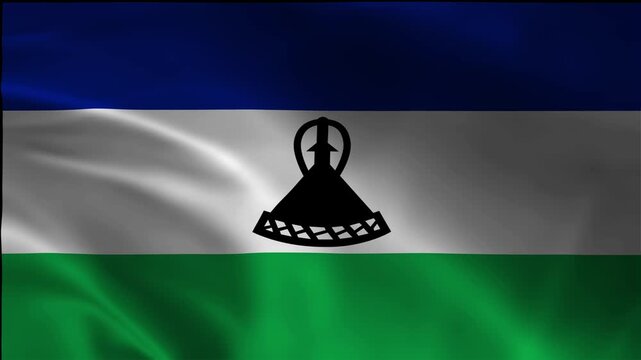 Republic Animation Waving Lesotho Loopable Motion Seamless Banner Ensign Patriotic Government Air Satin Design Movement Flag
