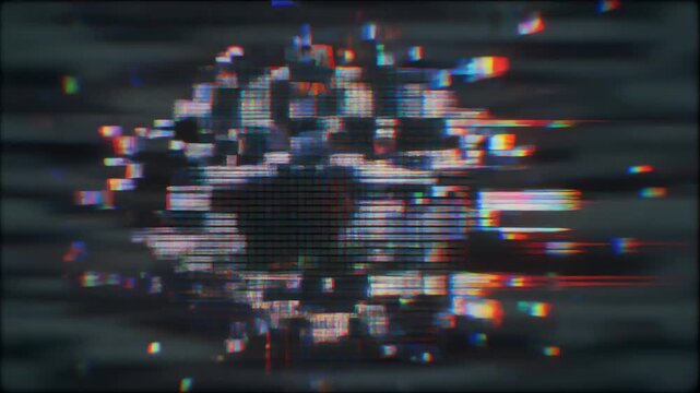 Glitchy aggressive firefly smash transitions rapidly on screen with digital upscaled effects