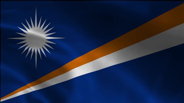 National Marshall Islands Banner Footage Animation Loopable Flow Emblem Patriotism Breeze Silk Satin Backdrop Motion Fluttering Flag