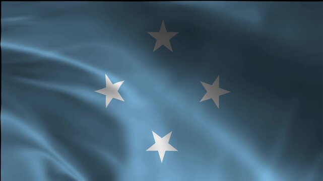 Micronesia, Federated States Of Loop Emblem Waving Patriotic Animation Footage Standard Independence Wind Fabric Backdrop Flowing Render Cloth Flag