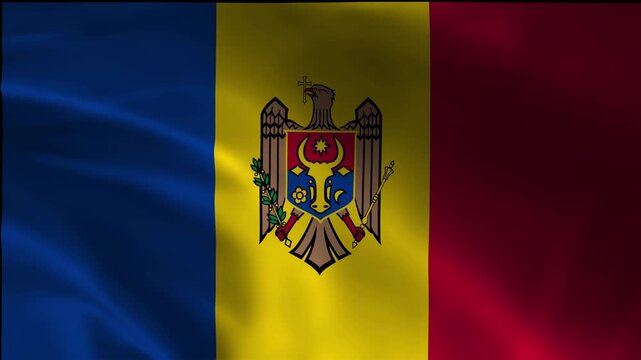 Standard Moldova, Republic Of Footage Movement Flag Loopable Flow Symbol Jack Sovereignty Freedom Blowing Silk Background Flutter Video