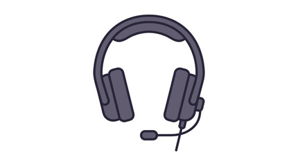 Fototapeta premium Headset With Microphone Flat Vector Illustration On White Background