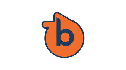 Orange circle with lowercase b and speech bubble outline flat icon © Vector Hub24