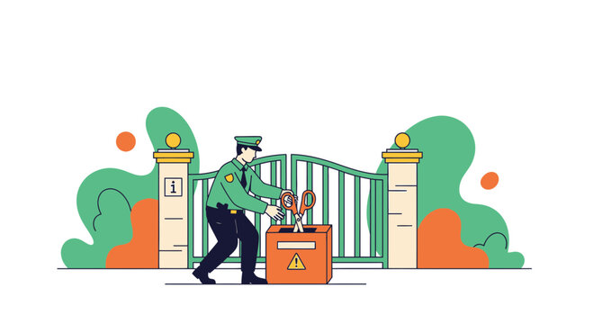Security Guard Locking Gate with Dog Bone Key