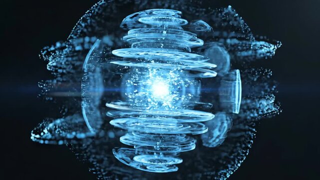 quantum technology energy core illuminating digital data in a futuristic abstract visualization perfect for science and innovation.