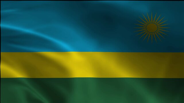 Ensign Motion Flag National Rwanda Loop Footage Emblem Symbol Patriotism State Breeze Textile Backdrop Fluttering Flowing