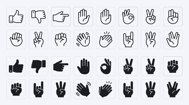Hand gestures signs and symbols.