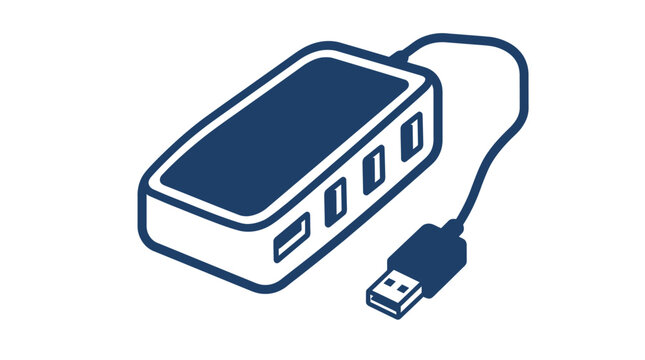 External hard drive with usb connector flat vector illustration on white background