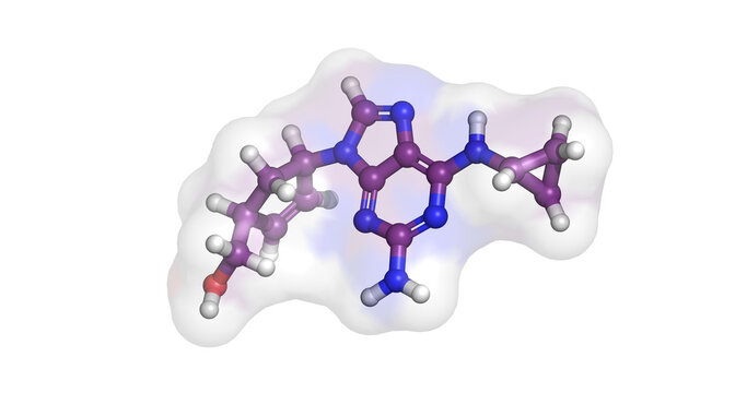 Abacavir HIV antiviral HAART drug, reverse transcriptase inhibitor (NRTI), spinning on Y axis