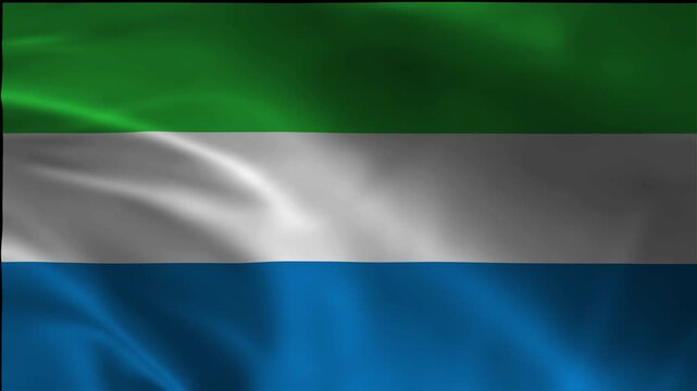 Patriotic Waving Sierra Leone Symbol Seamless Animation Loop Video Pennant State Sovereignty Blow Cloth Design Flowing Flag