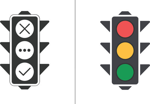 Traffic Light Icons Comparison and Contrast with Symbols and Colors signal stoplight