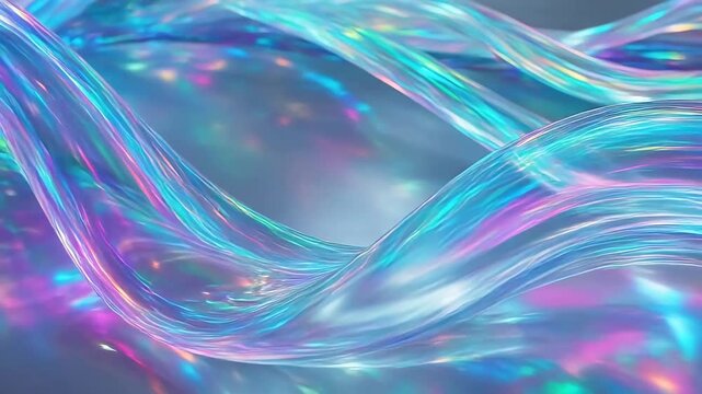 Abstract flowing iridescent waves with vibrant colors and smooth motion