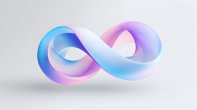 Glossy pastel infinity symbol in blue and purple gradient