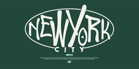 Retro typography college varsity new york city slogan print for graphic jersey, tee, hat, t-shirt, sweatshirt, or wall art design - Vector © AKSNA