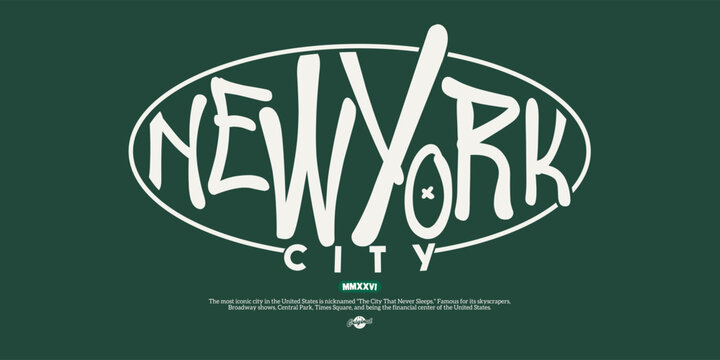 Retro typography college varsity new york city slogan print for graphic jersey, tee, hat, t-shirt, sweatshirt, or wall art design - Vector