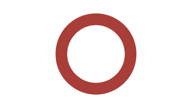 Red Circle Ring Flat Vector Icon Isolated on White Background