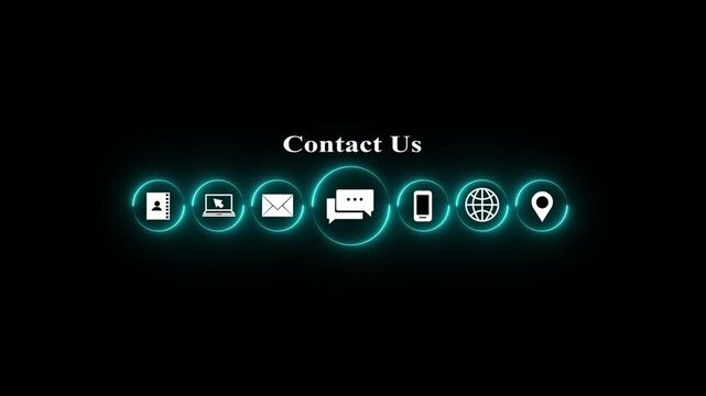 A business professional interacts reach out for support, showcasing vital communication icons against a clean black background.