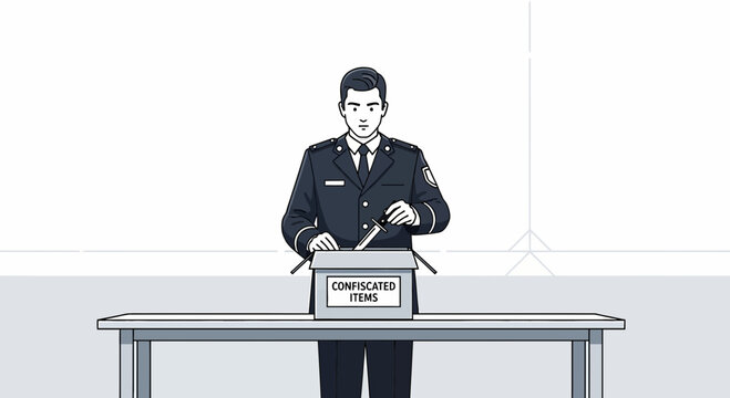 Officer Placing Confiscated Items into Box