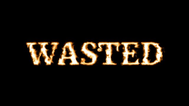 A gritty animated game over screen featuring the iconic bold orange and black WASTED text styled after classic action video game death screens