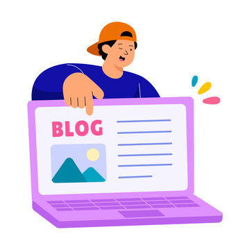Laptop showing a blog article page.