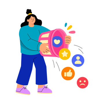 Creator pouring social icons from a megaphone.