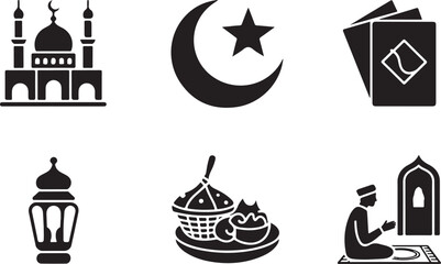 Islamic culture flat icons set collection © Ranaart