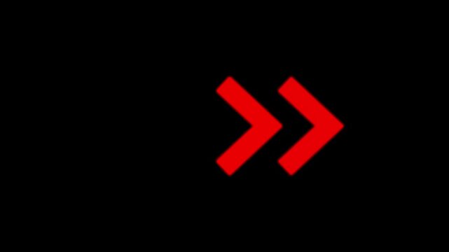 Animated red arrows sequence on black background, minimalist directional UI for digital interface and motion,4k video.