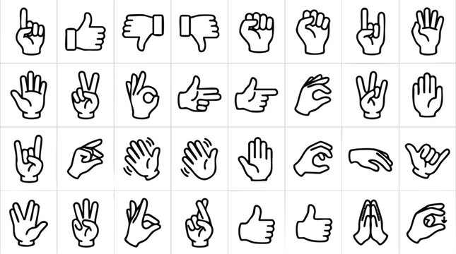 Hand gestures signs and symbols.