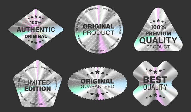 Holographic sticker silver set with Original Product Premium quality Limited Edition Authentic Original Best Quality vector