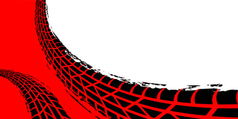 Curving Black Tire Tread Patterns on Vibrant Red Background © antoniofrancois