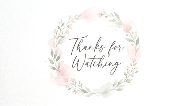 Elegant Floral Wreath with Thanks for Watching Text 1.