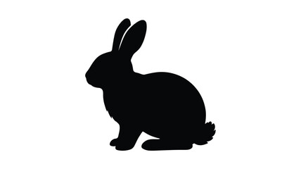 Rabbit Silhouette Against A White Background Silhouette © Md