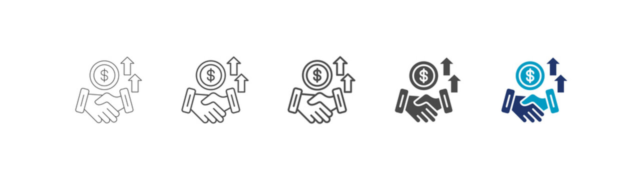 acquisition icon set consisting of multiple styles vector illustration. editable stroke
