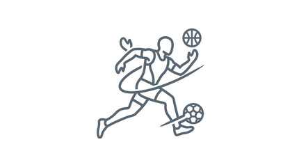 Fototapeta premium Stylized basketball player dribbling ball with dynamic motion lines.