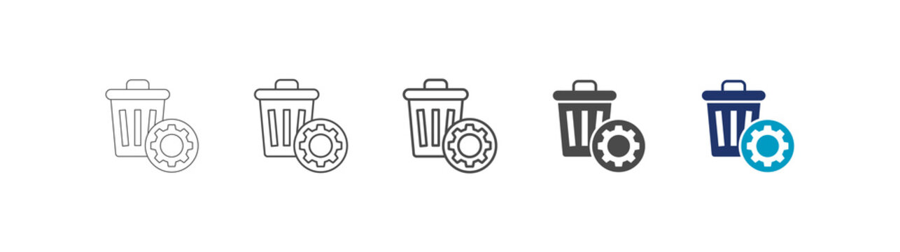 dispose icon set consisting of multiple styles vector illustration. editable stroke
