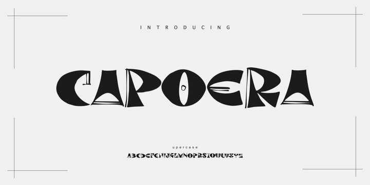 Capoera: A martial arts font. Bold dynamic display serif with rhythmic Afro-Brazilian dance curves for urban sports branding