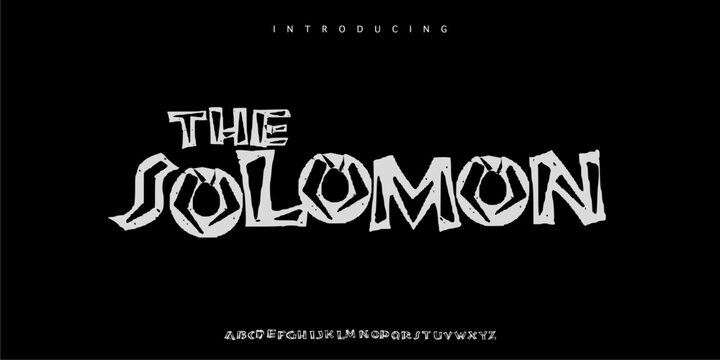 Solomon: A tribal island font. Rustic wood-carved display typeface with Pacific culture jagged curves for exotic adventure branding